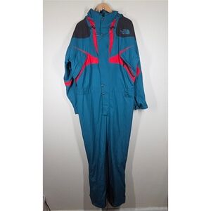 Vtg The North Face Teal Red Colorblock One Piece Snow Ski Suit Large Outdoor